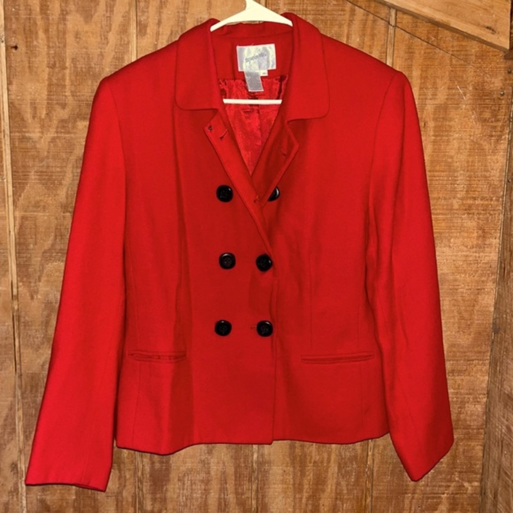 Jacqueline Ferrar Red Button Up Long Sleeve Blazer - Size 14